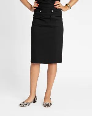 Wool Pencil Skirt Black