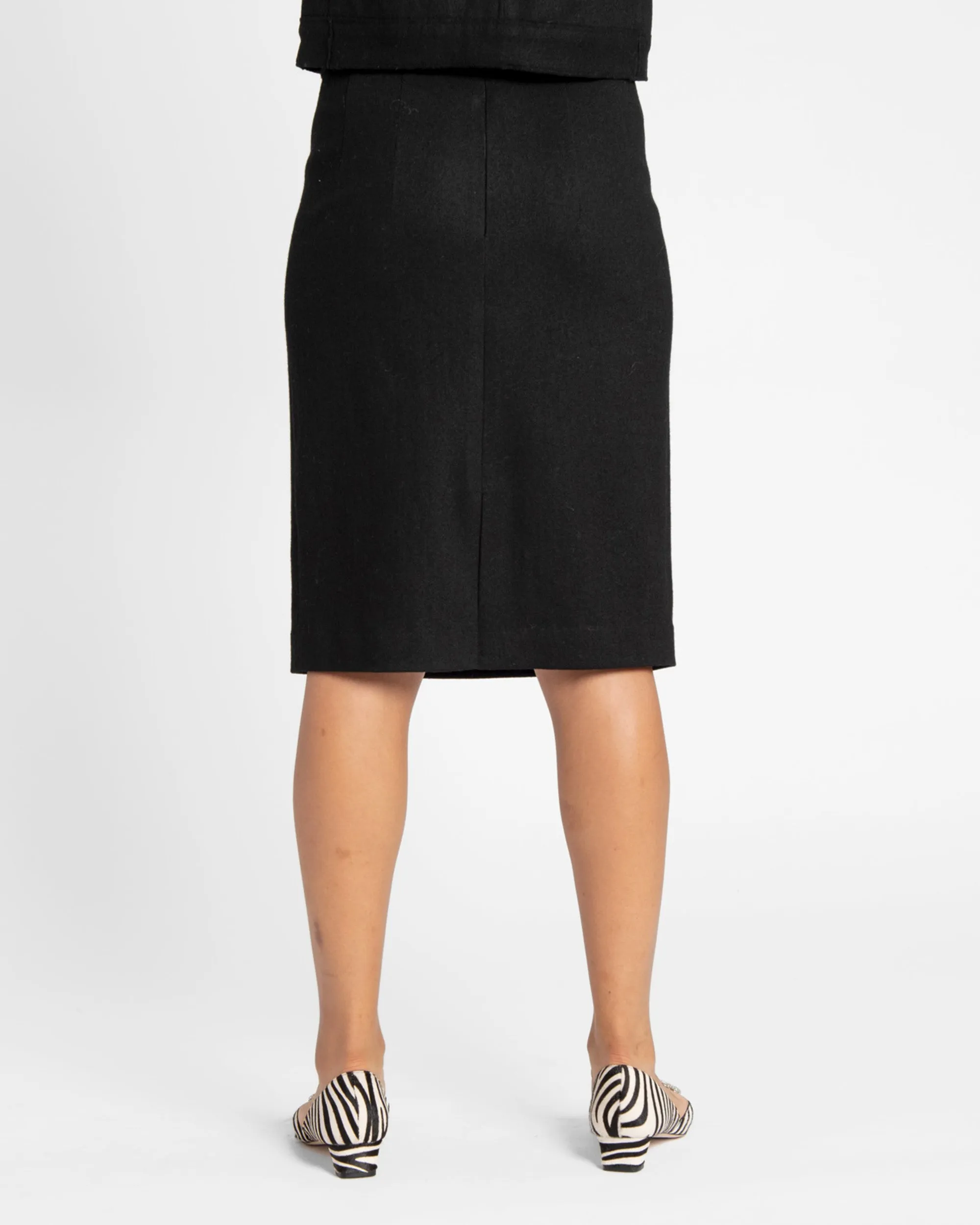 Wool Pencil Skirt Black