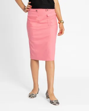 Wool Pencil Skirt Pink