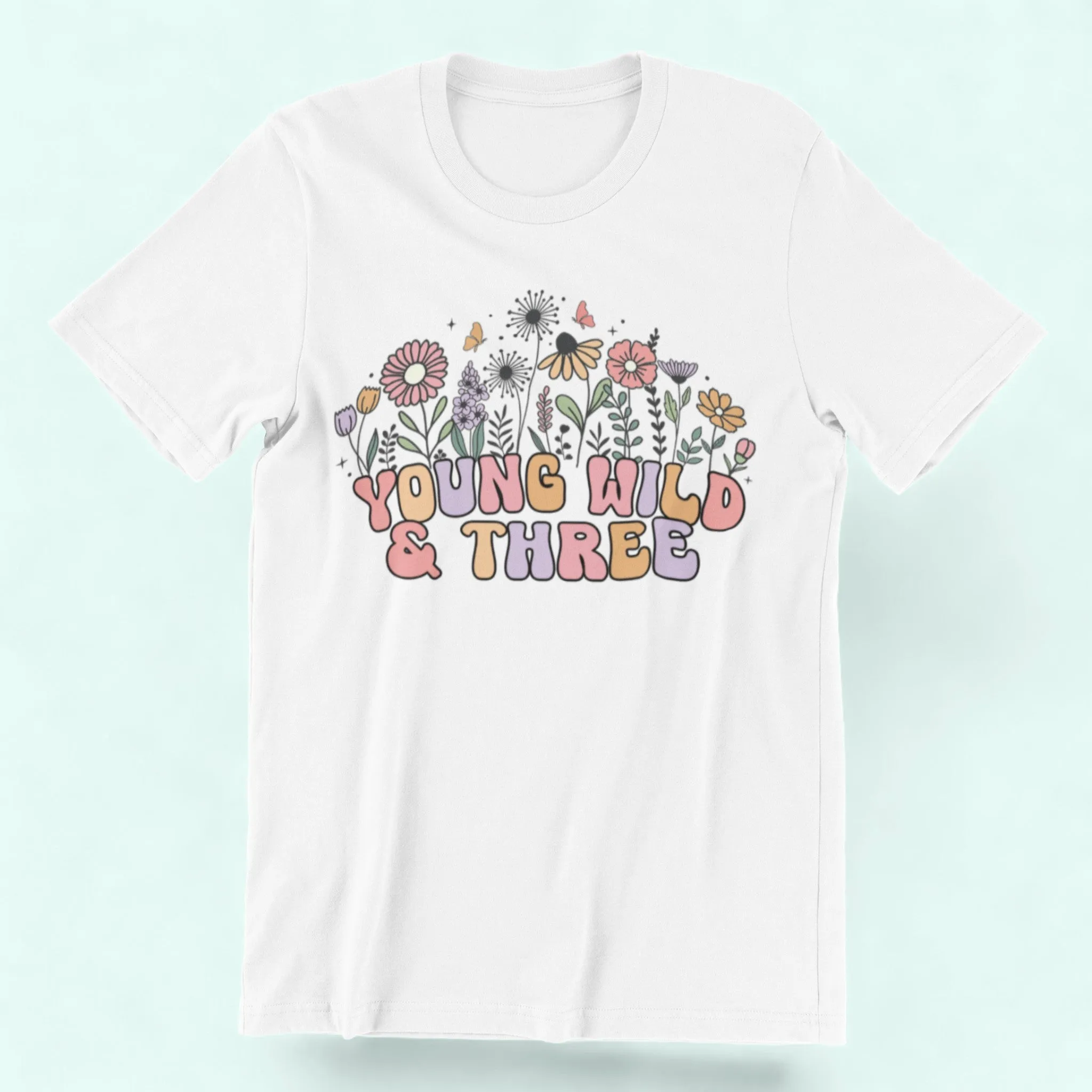 Young Wild and Three Toddler Shirt | Cute Retro 3rd Birthday Tee