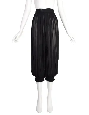 Yves Saint Laurent Vintage 1970s Black Sheer Rayon Pleated High Waist Harem Pants