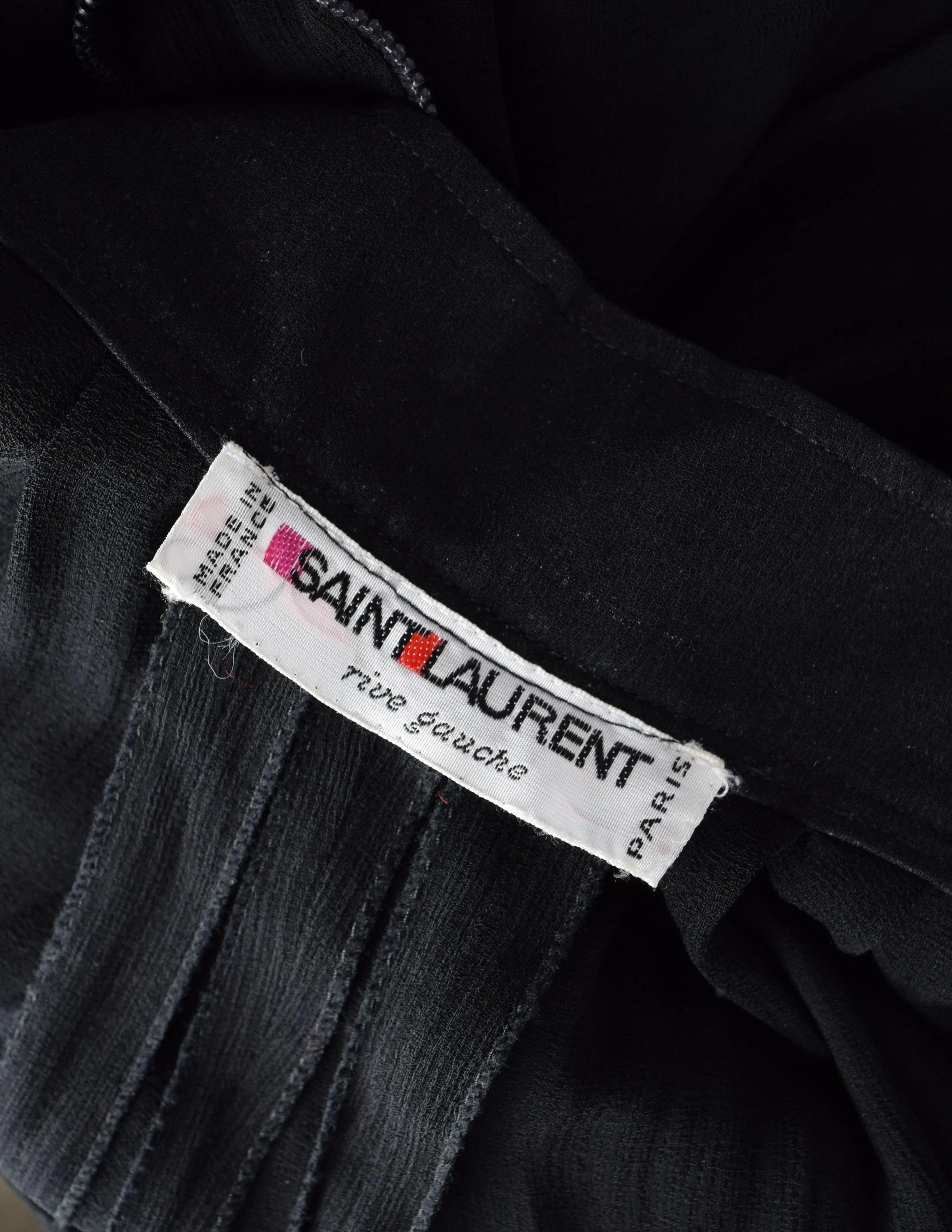 Yves Saint Laurent Vintage 1970s Black Sheer Rayon Pleated High Waist Harem Pants