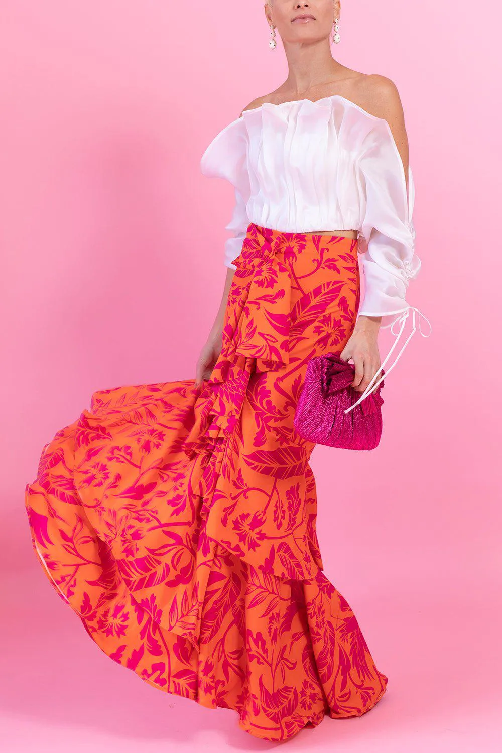 Zayda Front Ruffle Maxi Skirt